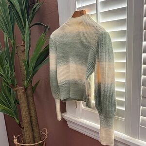 Striped Green and Cream Women's Sweater